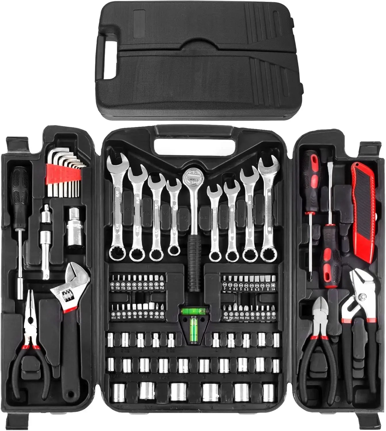Home Tool Kit Tool Set 95 Pieces Household Hand Tool Kit Auto Repair Tools w/ Portable Toolbox for Homeowner, Diyer, Handyman