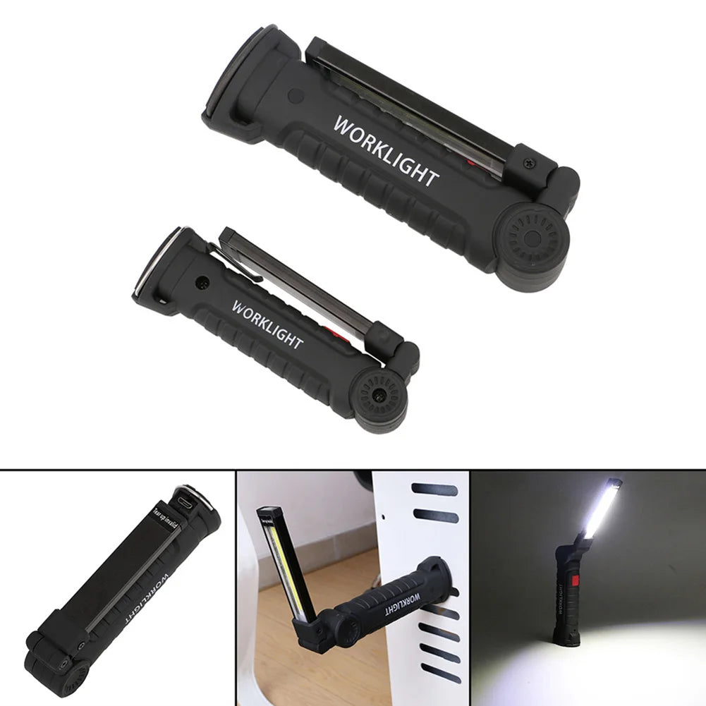 COB High Power LED Flashlight, USB Rechargeable, Hanging Hook, Magnet, 5 Modes