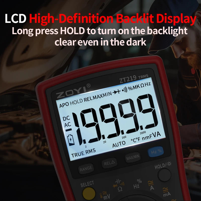 Digital multimeter. 19999 Counts Display, True RMS AC Measurement, Contact Type NCV Voltage Detection