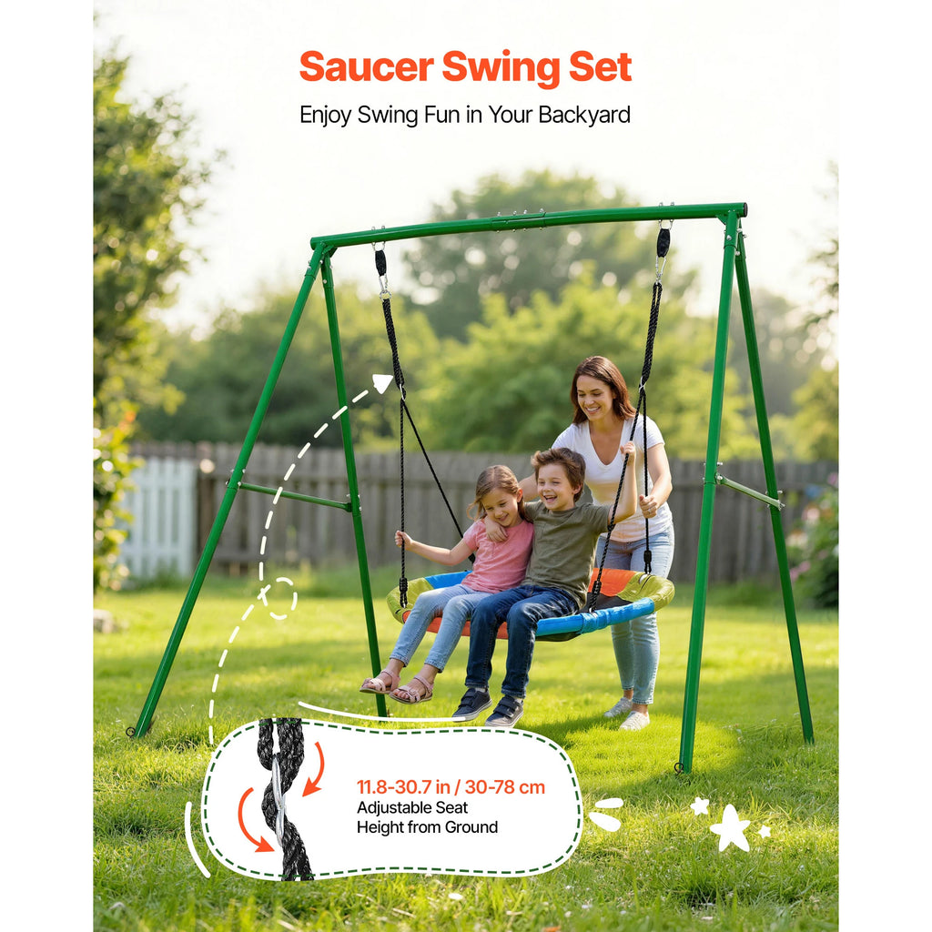 SucceBuy Swing Set for Backyard 32/40/60x32"Heavy Duty A-Frame Metal Stand 440lbs Reinforced with Spiral Ground Anchors for Kids