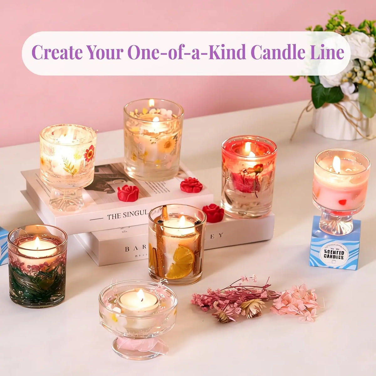 WcoDusak Best Wish 2-in-1 Soy & Jelly Wax DIY Candle Making Kit for Beginners & Adults | Complete Candle Making Kit, Dual-Setting Wax Melter, Custom Fragrances & Colors, Ideal for Home Hobby & Holiday Gifts