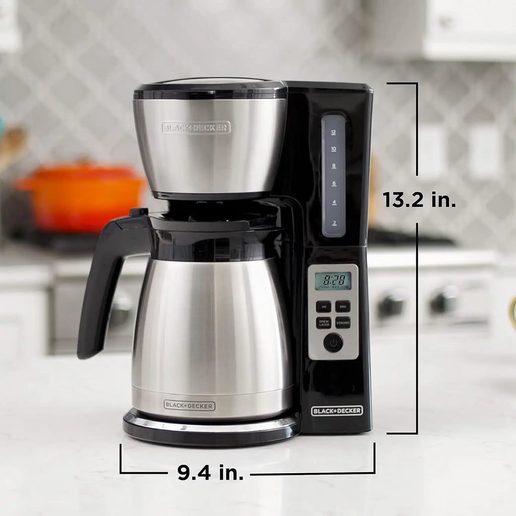 12 Cup Thermal Programmable Coffee Maker with Brew Strength and VORTEX Technology, Black/Steel