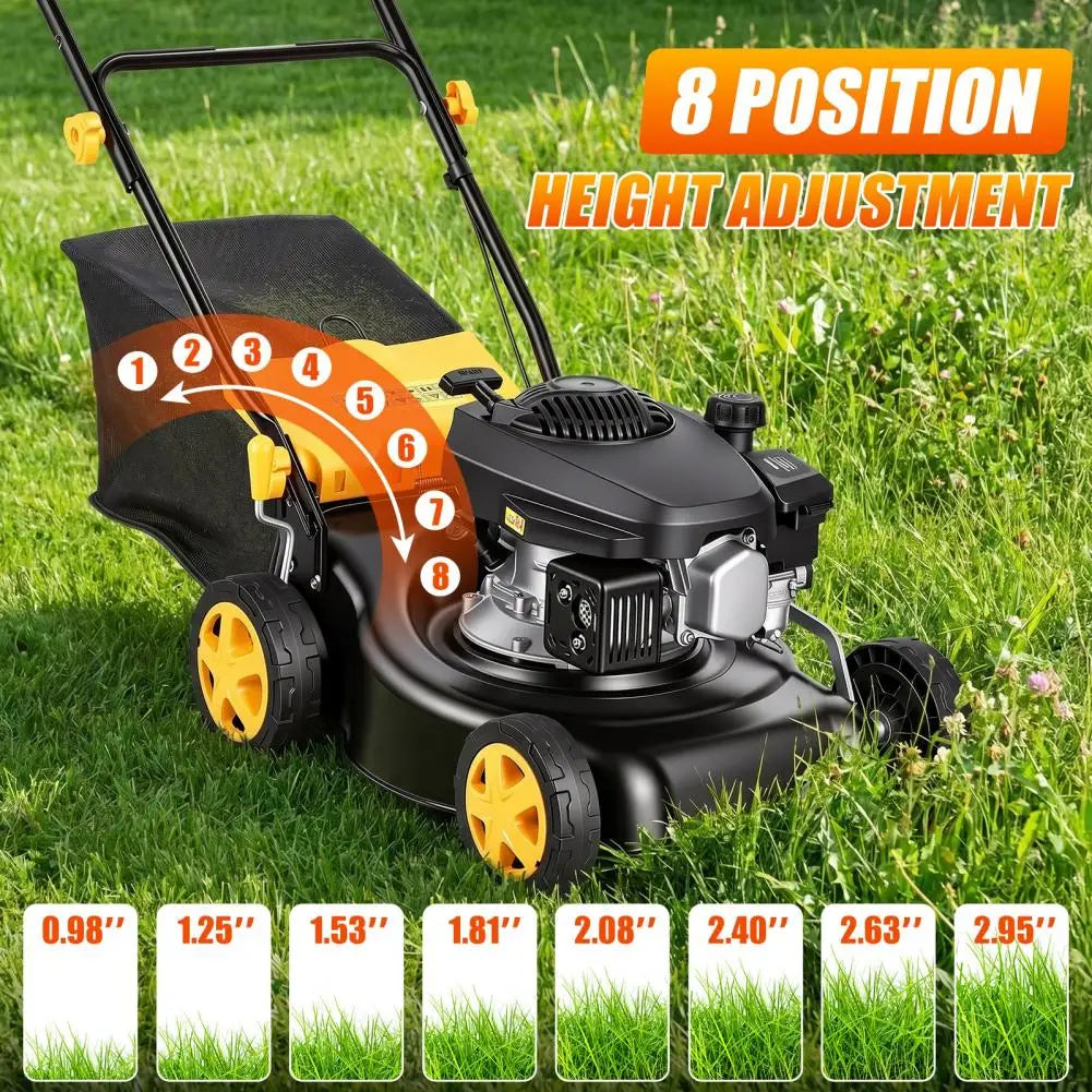 Lawn Mower, 4-Stroke Air-Cooled Engine 16" Gas Lawn Mower, 3 In 1 Self Propelled Hand Push Lawn Machine With 45L Grass Tank