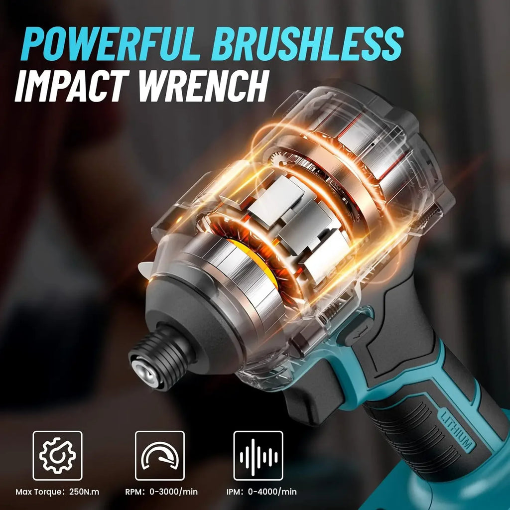 SeeSii Cordless Impact Driver Kit 21V Brushless Electric Wireless Screwdriver 2200 In-Lbs. 1/4' Hex Chuck 0-3000RPM Variable Speed With 2*4.0Ah Batteries 20Pcs Driver Bits LED Light