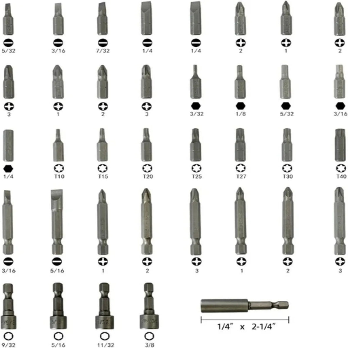 Keega Tools 37 Piece Impact Screwdriver Bit Set Nut Driver Torx, Slotted, Phillips Tool Magnetic Drill Bits