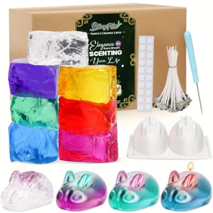 BlingFun Home DIY Candle Making Kit, 7 Colors Gel Wax with Full Accessories, Easy for Beginners