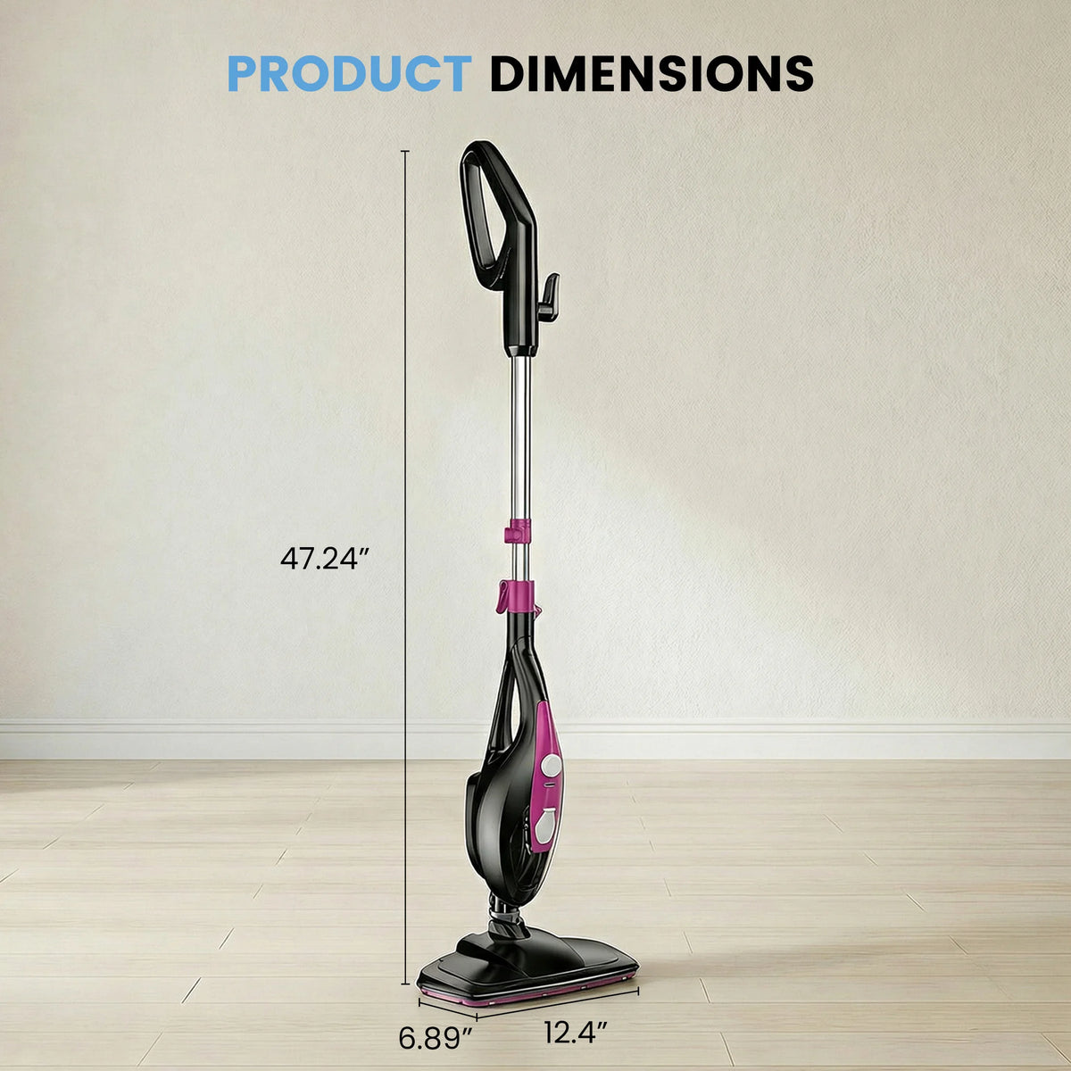 JHK 10-in-1 Multi-Purpose Steam Mop 1550W Detachable Handheld Steam Cleaner for Floor Cleaning 16FT Cord 2 Washable Pads Multi-Purpose