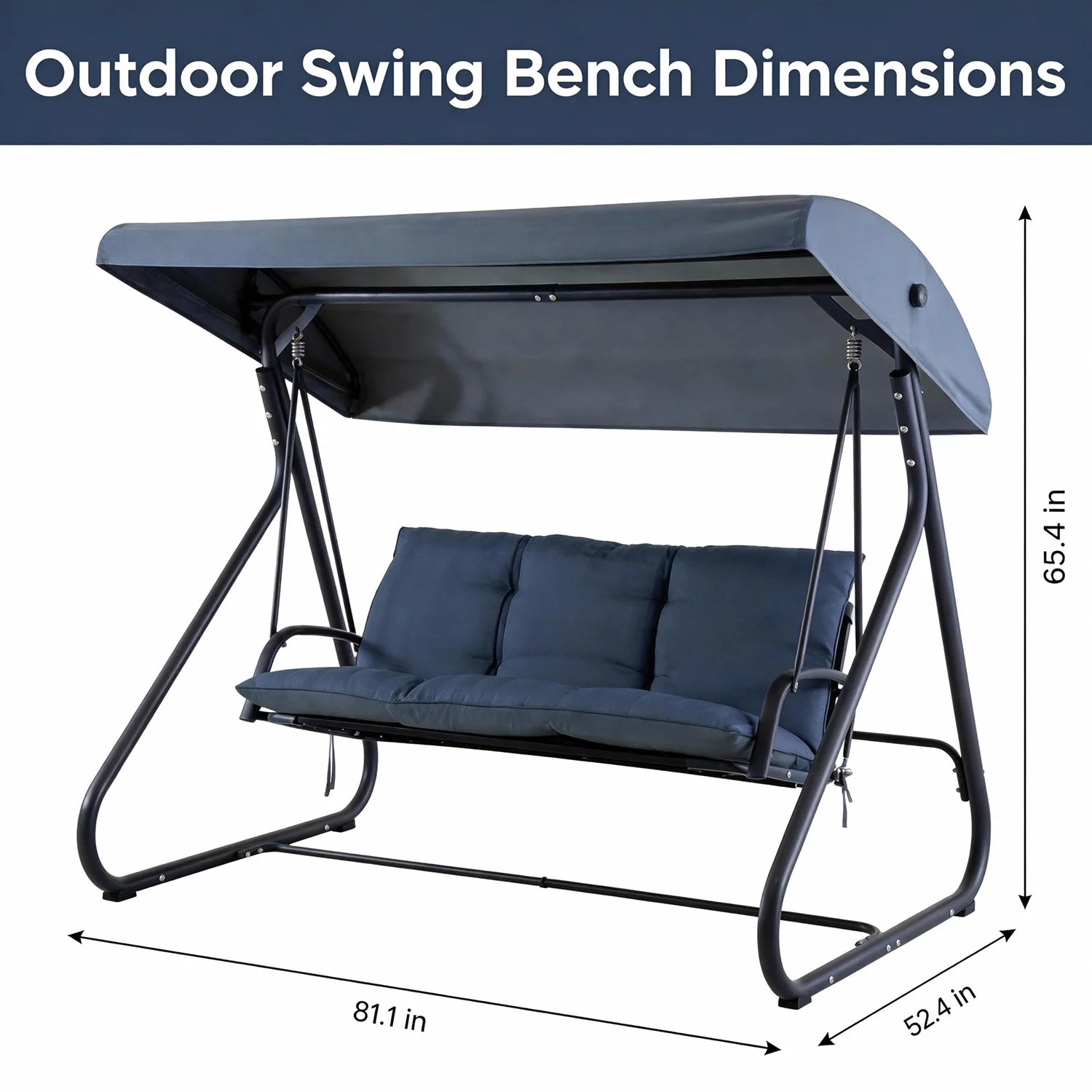 3-Seat Convertible Outdoor Swing Bed With Adjustable Canopy 2-In-1 Patio Glider Bench 750lbs Capacity For Porch Backyard