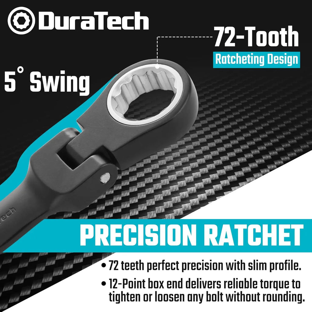 Flex-head Ratcheting Wrench Set, SAE, 8-piece