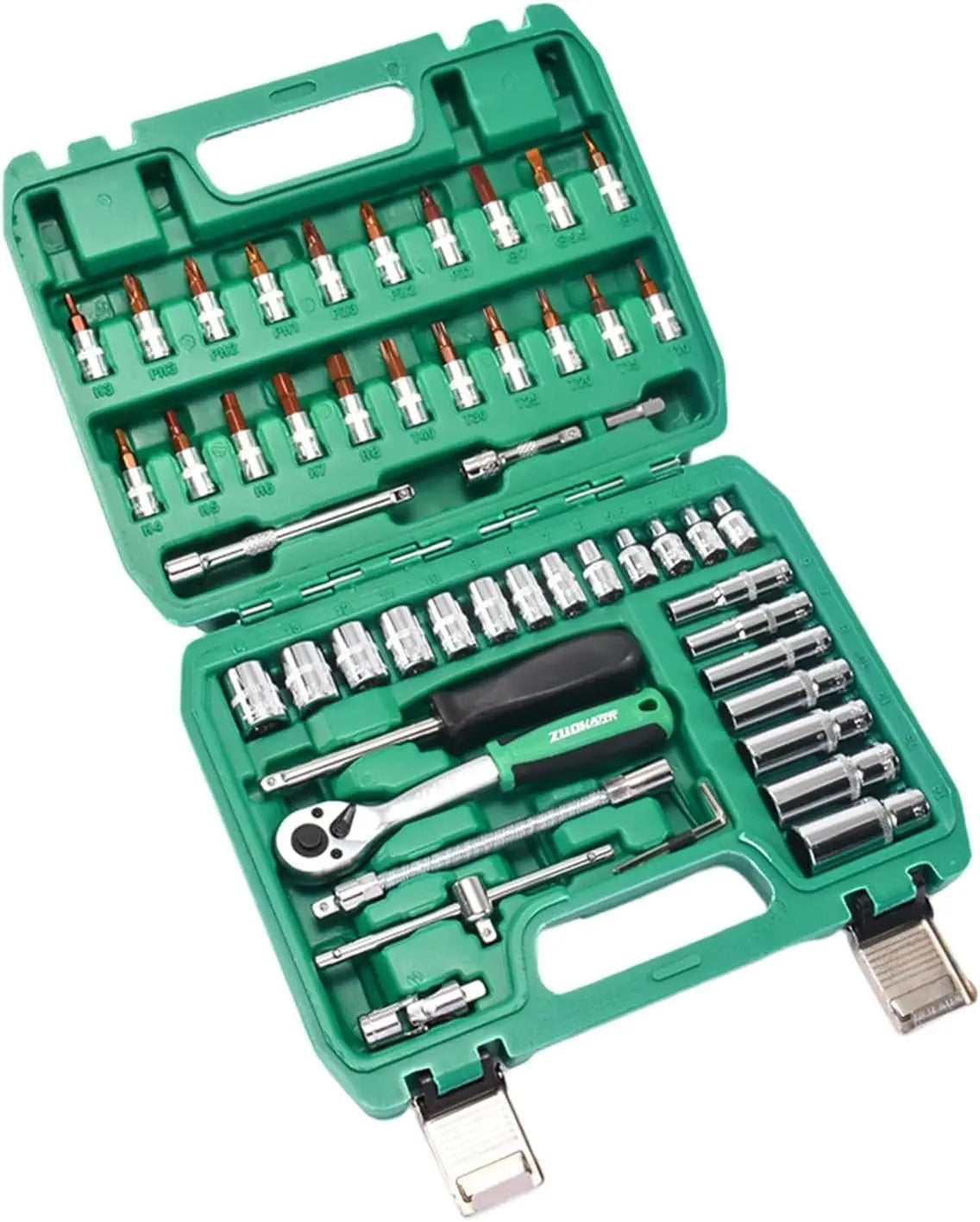 46/53Pcs Socket Wrench Set Auto Repair Mechanics Tools, Hand Drive Socket Tool Kit, Professional Repair Tools