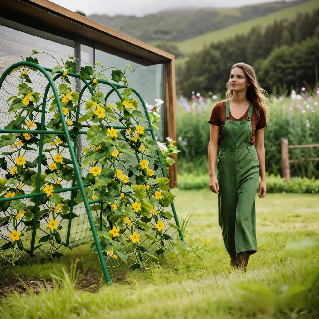 Garden Arch Trellis for Raised Beds, Plant Support for Cucumbers, Melons, Grapes, Roses & Climbing Vegetables