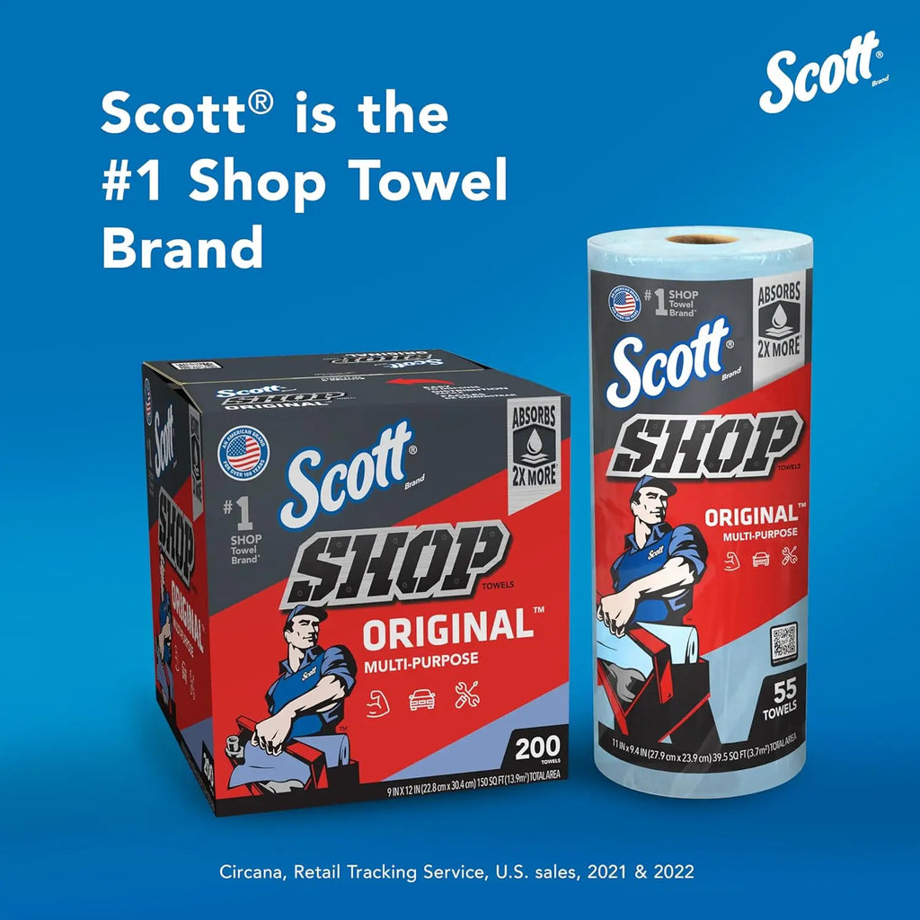 Large Blue Shop Towels, 9.4x11 Inch Cloth-like Paper, 24 Rolls Total with 1440 Sheets for Heavy-Duty Cleaning
