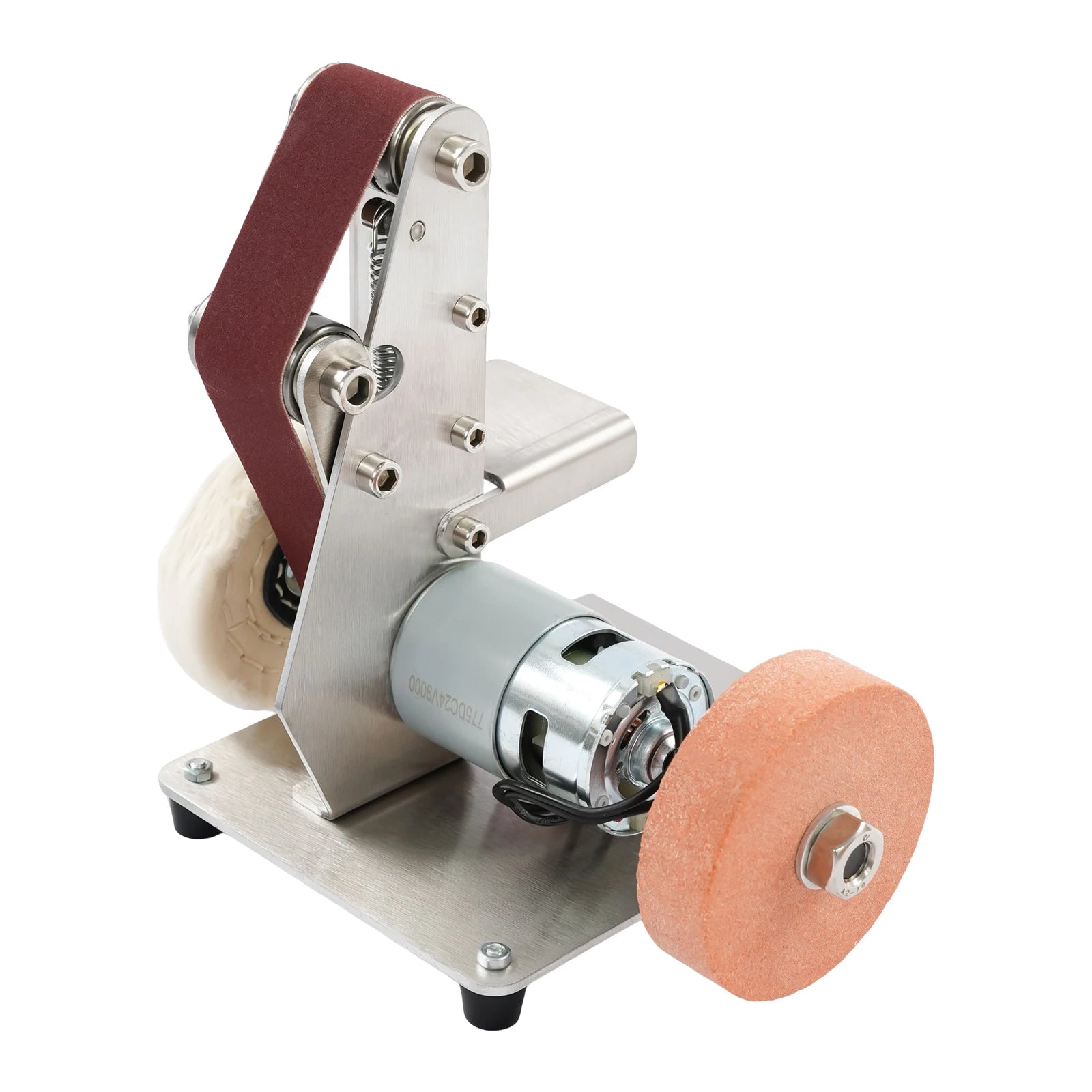 7-Speed Mini Belt Sander 4000-9000RPM 304 Stainless Steel Electric Belt Sander with All-Copper Motor for DIY Woodworking Jewelry