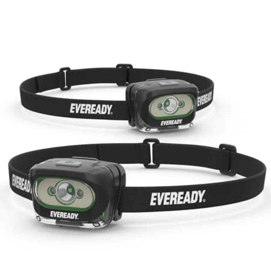 Eveready Rechargeable LED Headlamps by 2-Pack, IPX4 Water Resistant Head Lights for Running, Camping, Emergency, Outdoors (USB Cable Incl