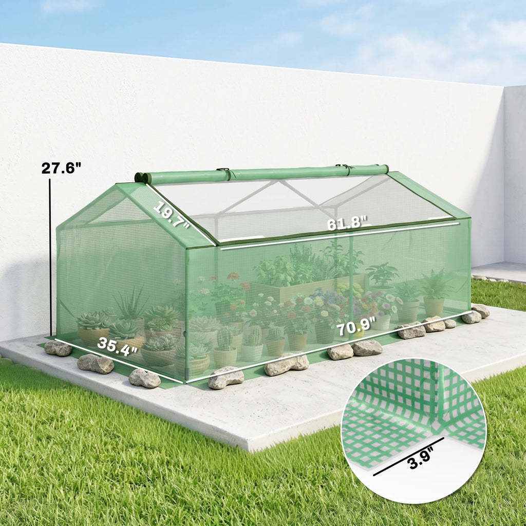 Outsunny Mini Greenhouse Portable Hot House w/ Windows Outdoor Indoor, 71"x36"x28" Green