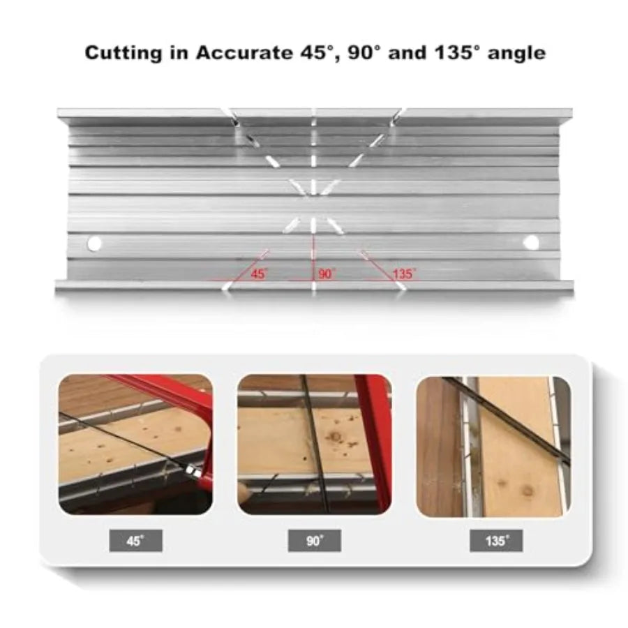 6" Metal Hand Saw with 6 Pcs Bi-Metal HSS Blade, 5.3" Aluminum Miter Box for 45° 90° 135° Precision Cuts, Small Hack saw