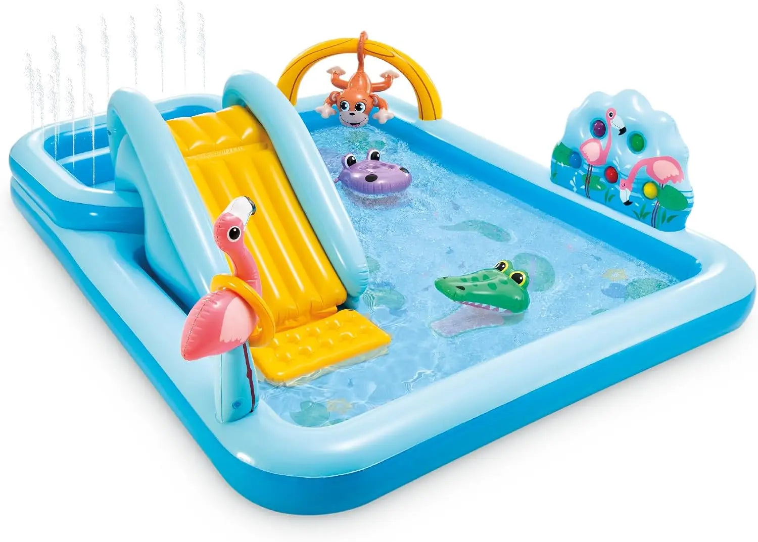 Intex Inflatable Kiddie Pool with Water Slide & Splash Pad for Toddlers, Outdoor Backyard Fun