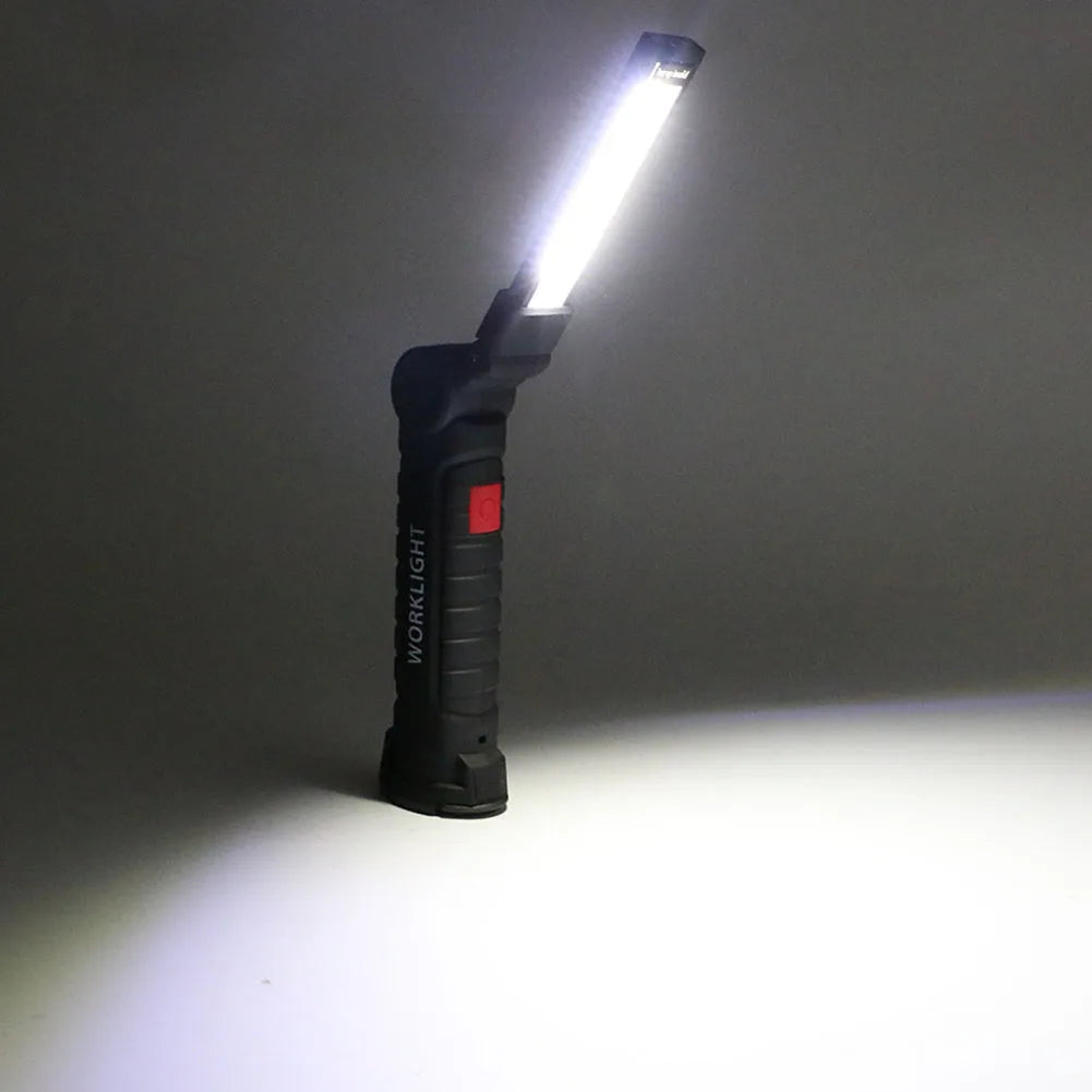 COB High Power LED Flashlight, USB Rechargeable, Hanging Hook, Magnet, 5 Modes