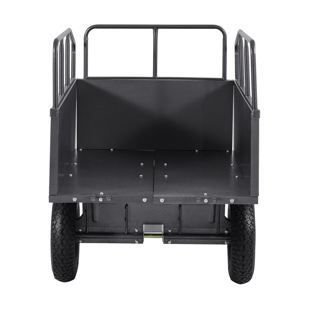 SucceBuy Garden Utility Trailer 17Cu.Ft&600lbs Capacity ATV UTV Hauling Trailer Tow Behind Steel Dump Cart forLawn Mower Tractor