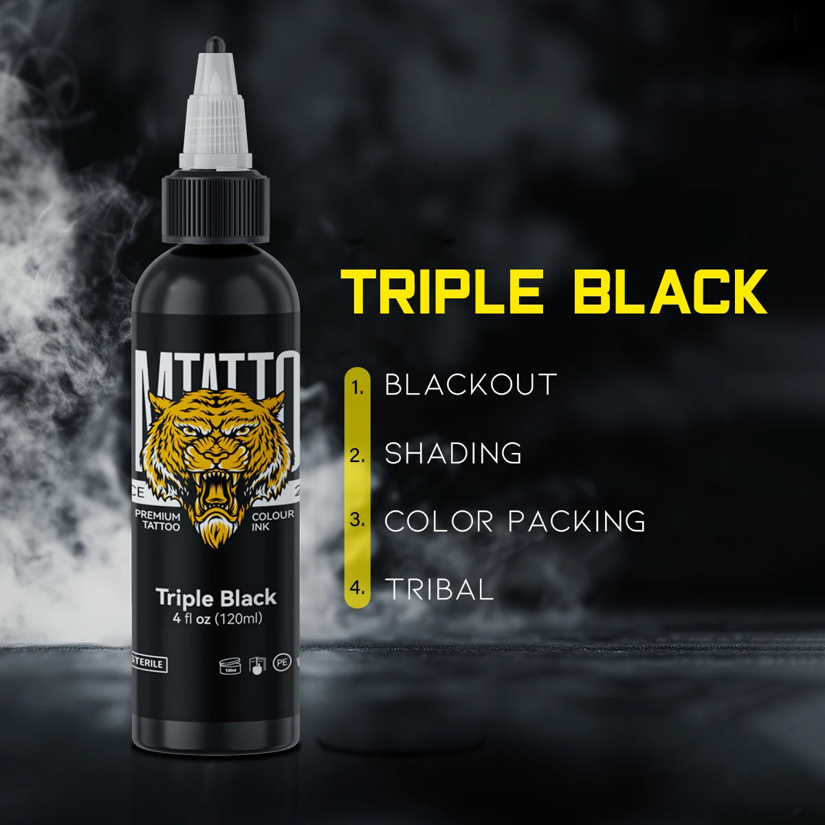 DM 120ml Tattoo Ink Pigment True Black/Triple Black/Brite White Professional Beauty Paints Makeup Tattoo Supplies Semi-permanent