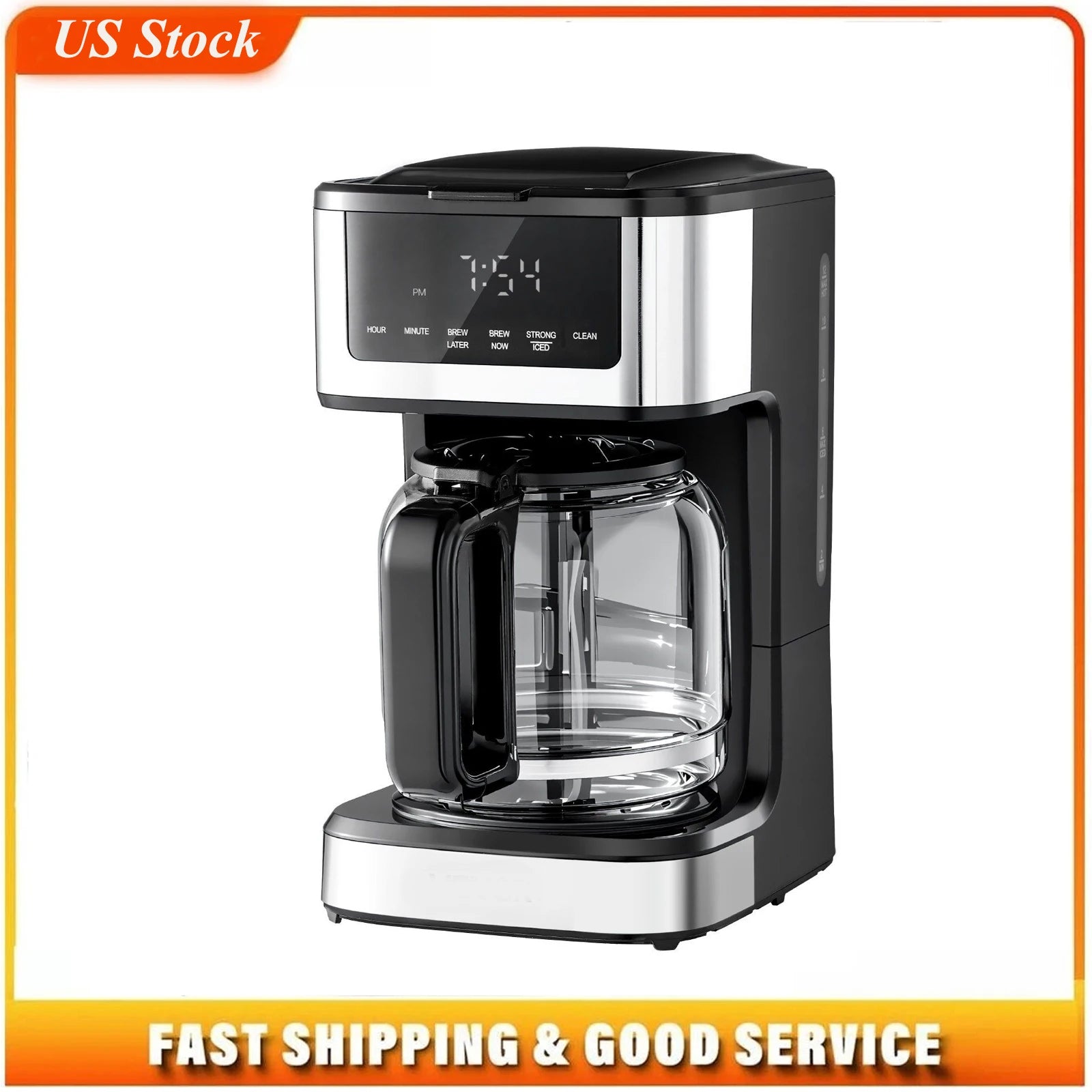 Vevor Programmable Coffee Maker, 12 Cup Programmable Drip Coffee Makers with Touch Screen, 4-Hour Keep Warm Coffee Maker