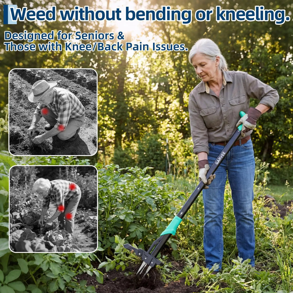 Garvee 40" Long Handle Stand Up Weed Puller Gardening Hand Weeding Tool | Easy-Eject Easily Remove Weeds Without Bending, Pulling, or Kneeling