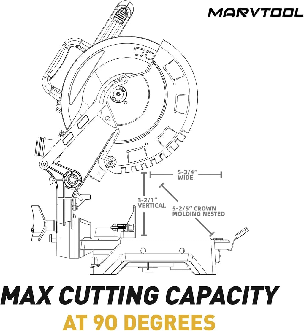 Compound Miter Saw Single Bevel 0°-45° Left Miter 15-Amp 5000 RPM 36-Tooth Blade Precision Angles Metal, Wood Cuttng Machine