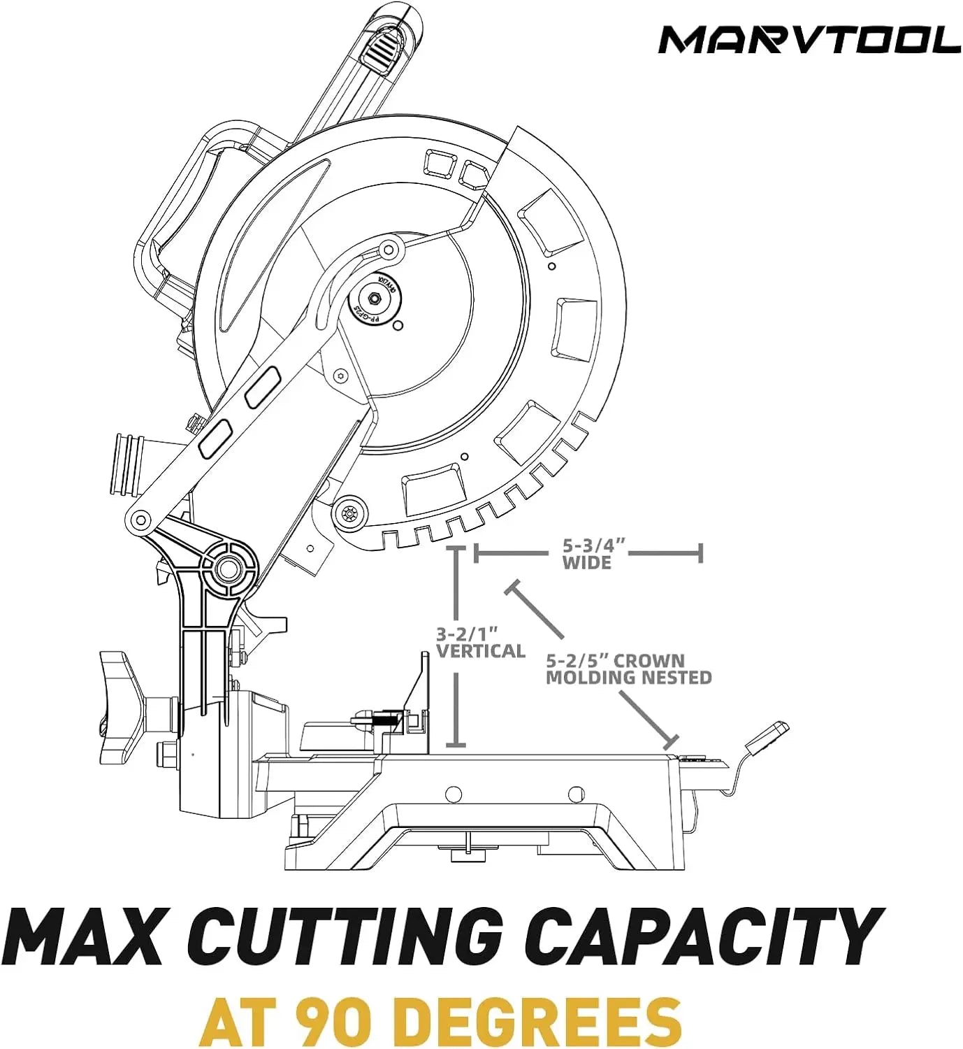 Compound Miter Saw Single Bevel 0°-45° Left Miter 15-Amp 5000 RPM 36-Tooth Blade Precision Angles Metal, Wood Cuttng Machine
