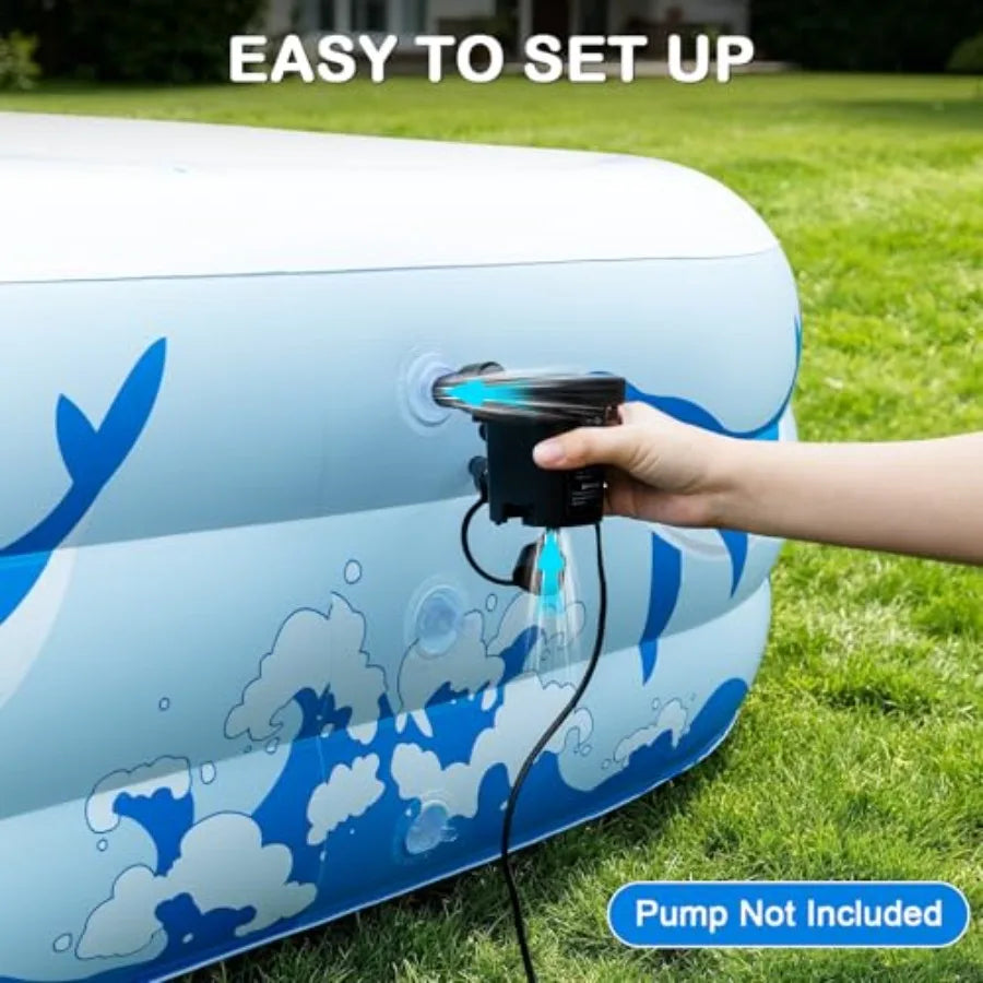 Large Inflatable Pool with Light, 12TF x 6.5TF Inflatable Swimming Pool for Adults, Solar Powered Blow Up Pool, Oversized, Thickened Material