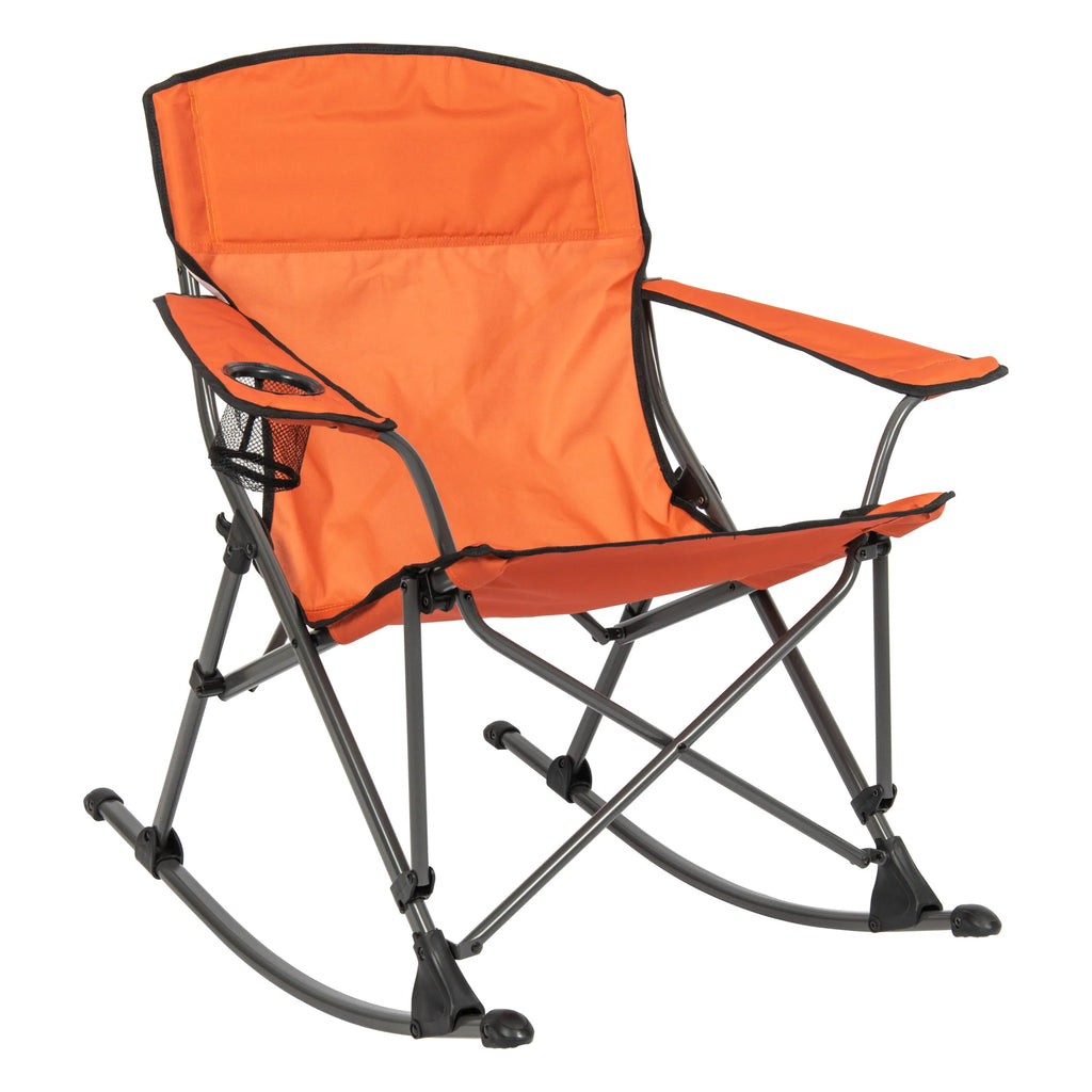 Soft Arm Quad Rocker Outdoor Folding Rocking Chair in Clay Color, Folding Rocking Chair With Carry Bag