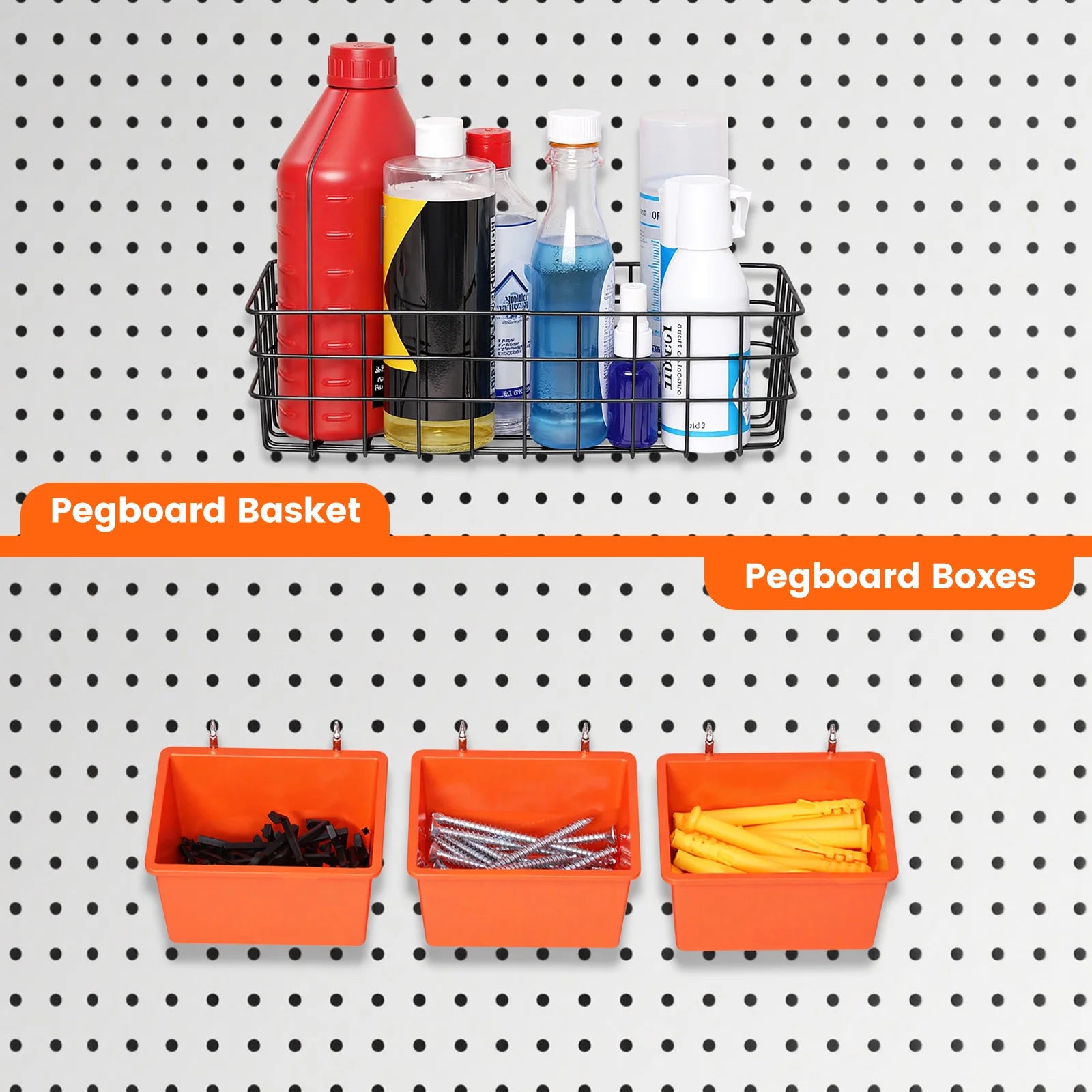 155pcs/set Pegboard Hooks Wall Hanging Kit, Tool Peg Board, Accessories Organizer Kit with Various Hook/Bins/Baskets. By ENJOYWOOD
