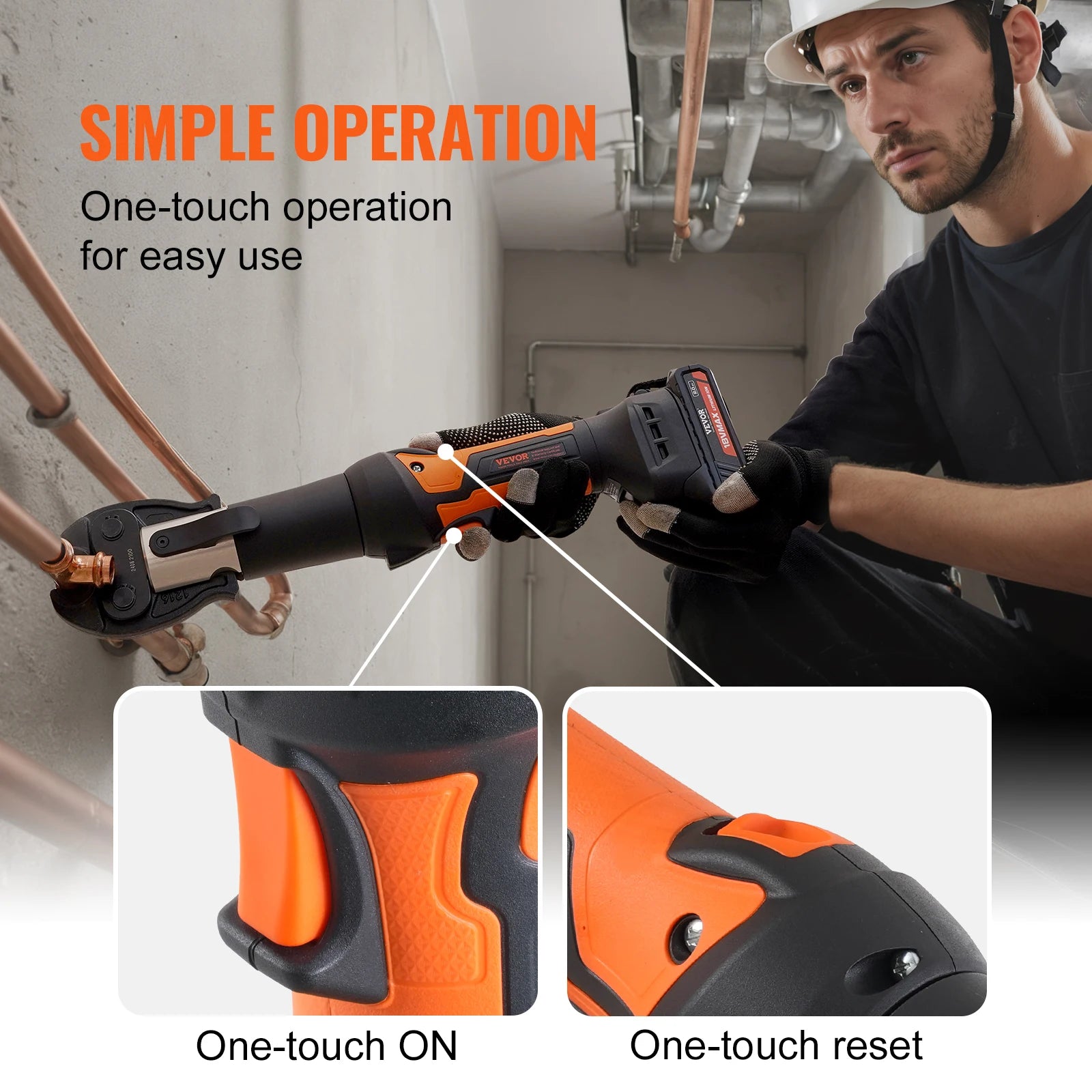 18V Electric Crimping Tool, 1/2" 3/4" 1" Copper Pipes Press Tool Kit w/3 Jaws, 2 Batteries