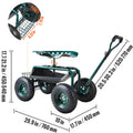 SucceBuy Garden Cart Rolling Work seat with Wheels Gardening Stool for Planting 360Degree Swivel Seat Wagon Scooter with Steering Wheel