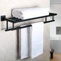 Alise Double Towel Rack for Bathroom Wall Mounted,24 Inch Bathroom Tower Holder Black Towel Rack with Double Towel Bars, Stainless Steel Towel Bar Towel Rack with Shelf, Matte Black