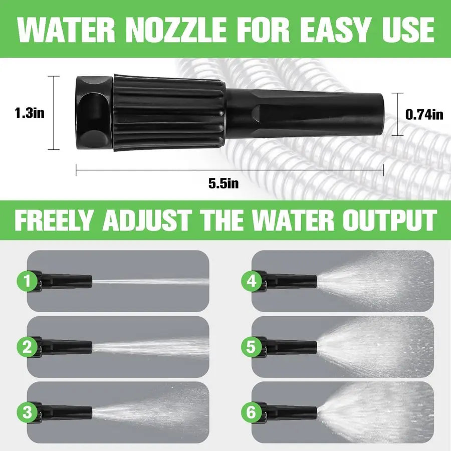 100ft Stainless Steel Water Hose, Brass Fittings, Sprayer Nozzle, No Kink, Rust Proof