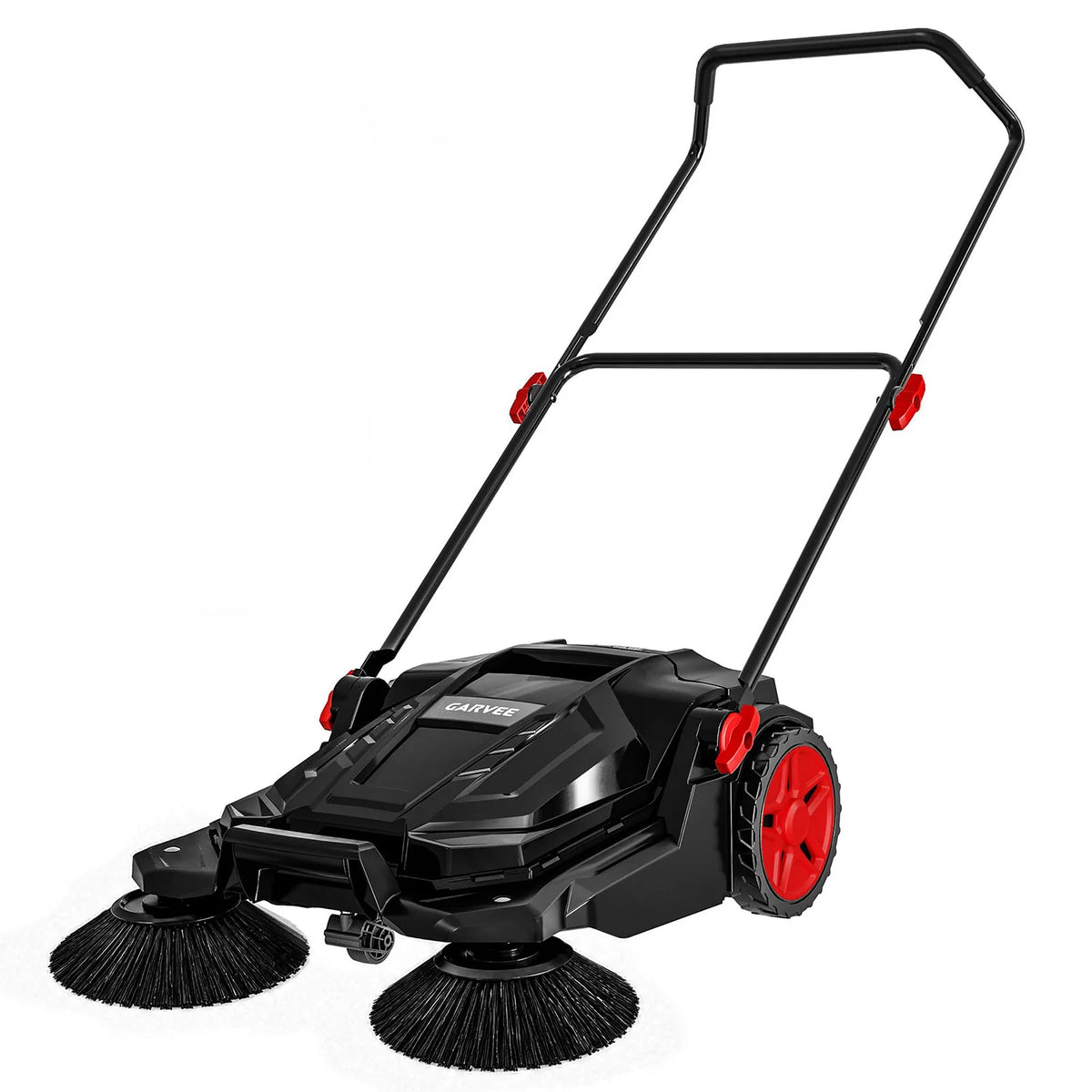 HiMiss 25.6" Manual Push Floor Sweeper, Walk-Behind Sweeper With 5-Gallon Bin, Adjustable Foldable Handle For Garage Patio Driveway