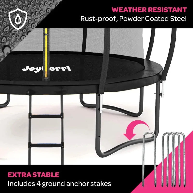 JoyBerri ASTM Certified Outdoor Trampoline 8-16FT Safe Upsurge Design Recreational Jumping Trampoline For Kids Adults Sports Use