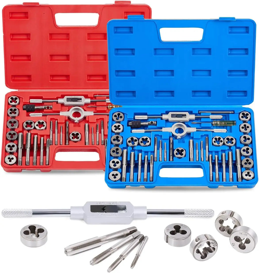 80-Piece SAE & Metric Tap and Die Set for Internal/External Threading with Wrenches