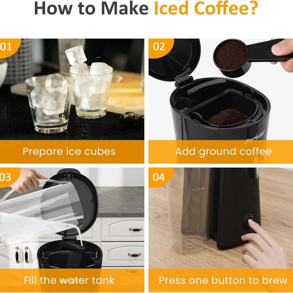 Sunvivi Portable Cold Brew Coffee Maker, Quick Iced Coffee & Tea Machine with Adjustable Concentration, Double Wall Tritan Cup, for Home Office Dorm RV,  Model Number: T6051P583089