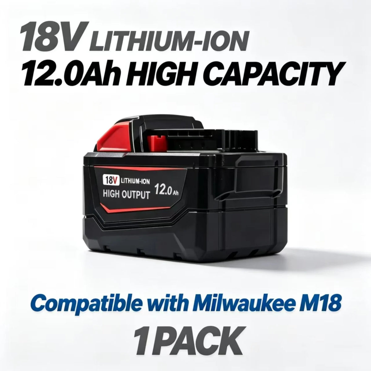 12Ah Replacement Battery Compatible with Milwaukee M18 18V, Lithium Ion Rechargeable Battery, High Capacity Battery Pack