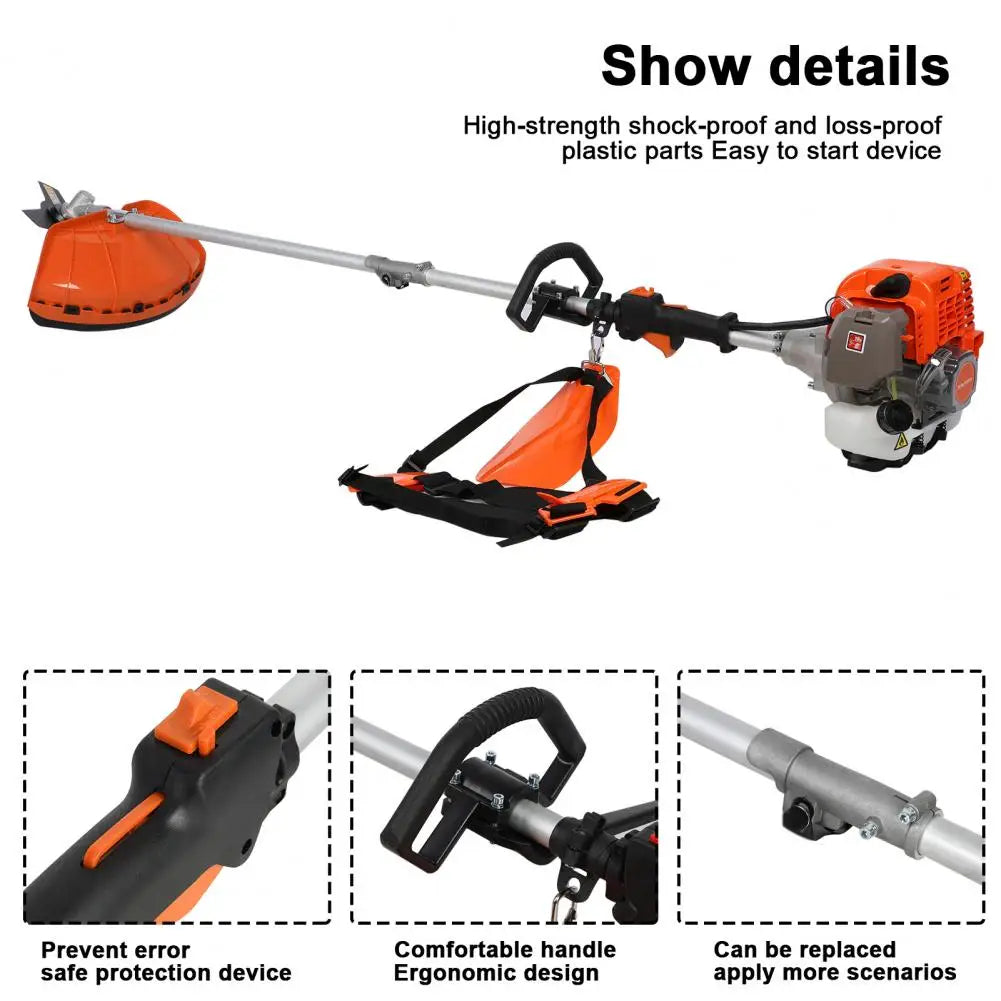 Multifunctional 5 In 1 Lawn Mower, 2-Stroke Gas Weed Trimmer, Cordless Hedge Trimmer, Telescopic Chainsaw Hedge Pruner Weeder