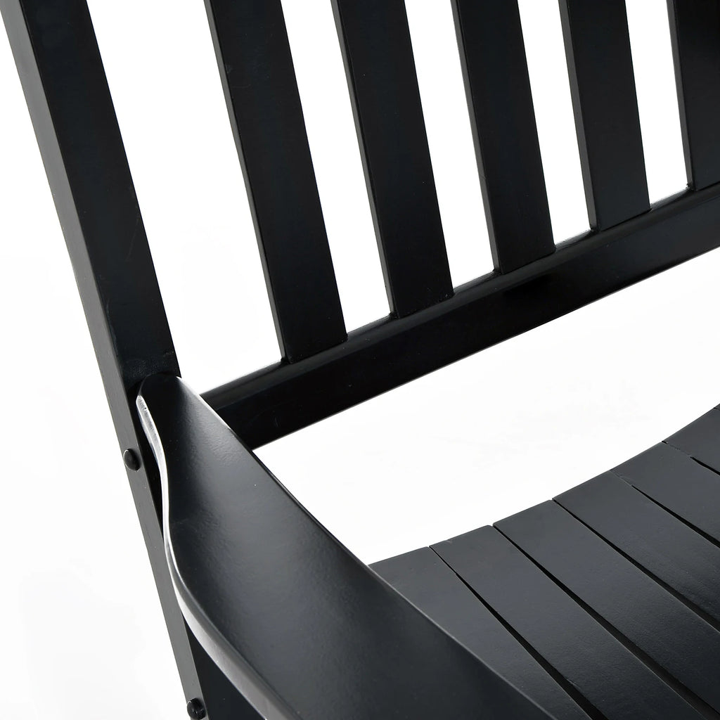 Outsunny Outdoor Rocking Chair, Wooden Rustic High Back All-Weather Rocker, Slatted for Indoor, Backyard & Patio, Black