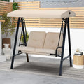 Outdoor Patio Swing Chair for Adults, 2-Seat Porch Swing with Adjustable Canopy, Outside Swing Bench with Removable Cushion,