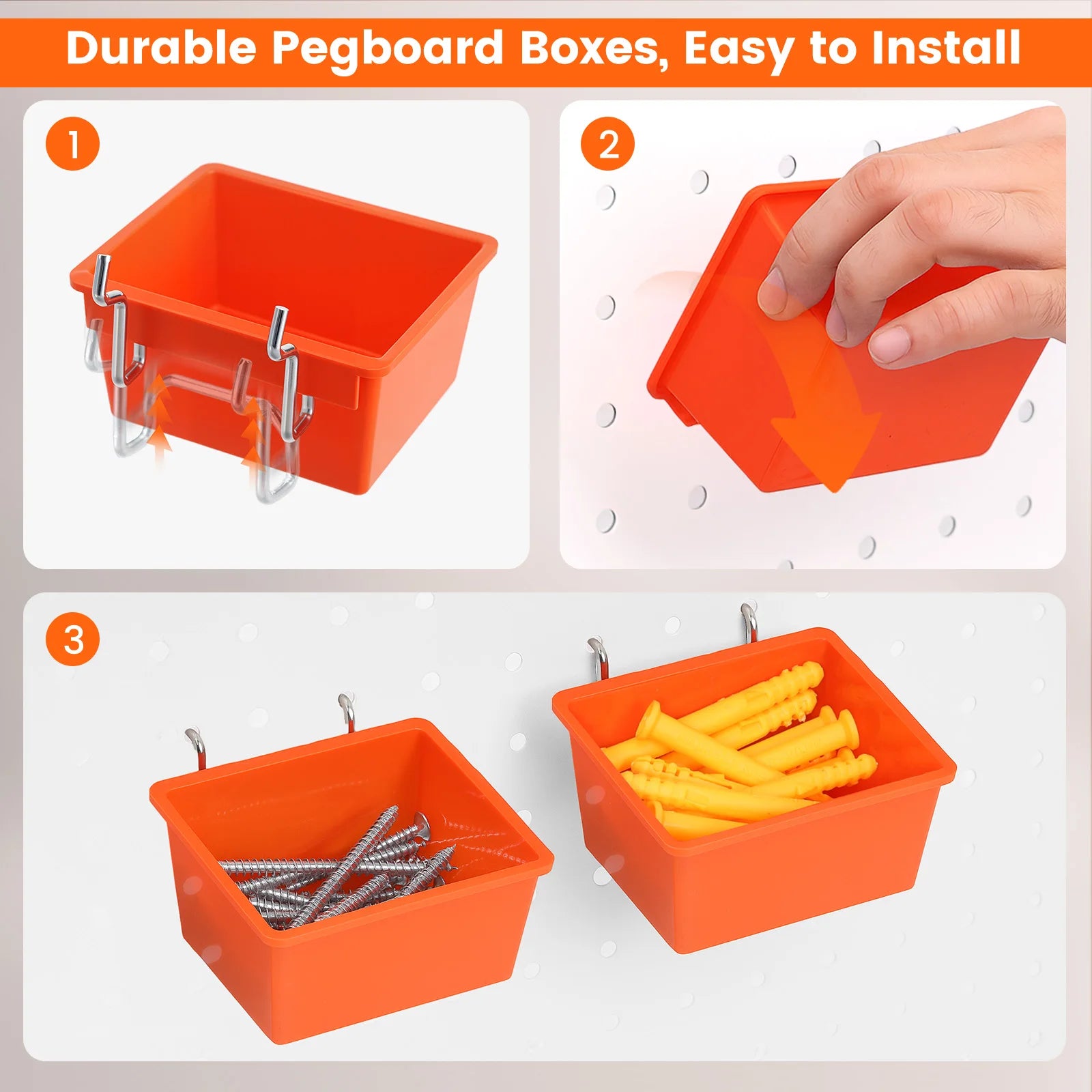155pcs/set Pegboard Hooks Wall Hanging Kit, Tool Peg Board, Accessories Organizer Kit with Various Hook/Bins/Baskets. By ENJOYWOOD