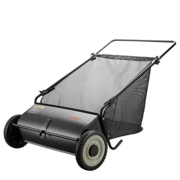 SucceBuy Push Lawn Sweeper, 26 Inch Leaf & Grass Collector, Strong Rubber Wheels & Heavy Duty Thickened Steel