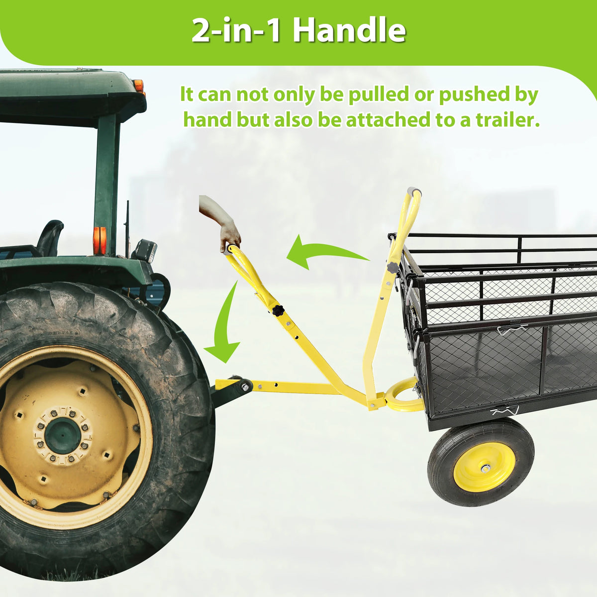 1400 lbs Heavy Duty Steel Garden Utility Cart Wagon Removable Mesh Sides Flatbed 2 in 1 Handle 16 Inch Wheels Yard Farm
