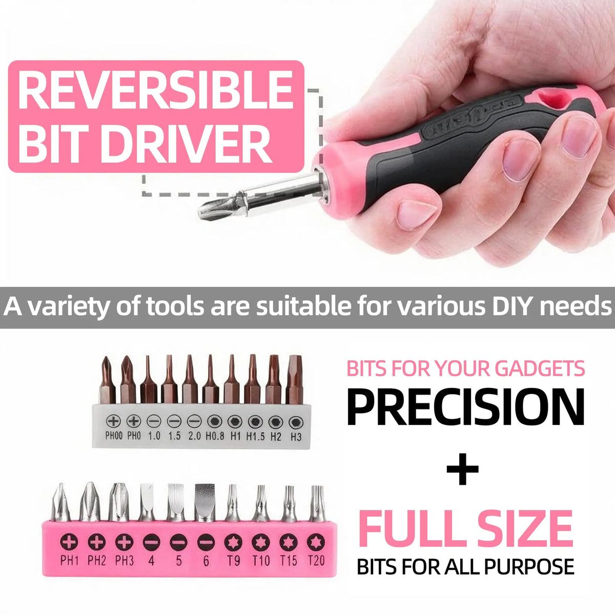 Hi-Spec Household Home Repair Tool Kit 130 Piece General Tools Set With Tool Bag Complete Metric Home Maintenance Kit Pink