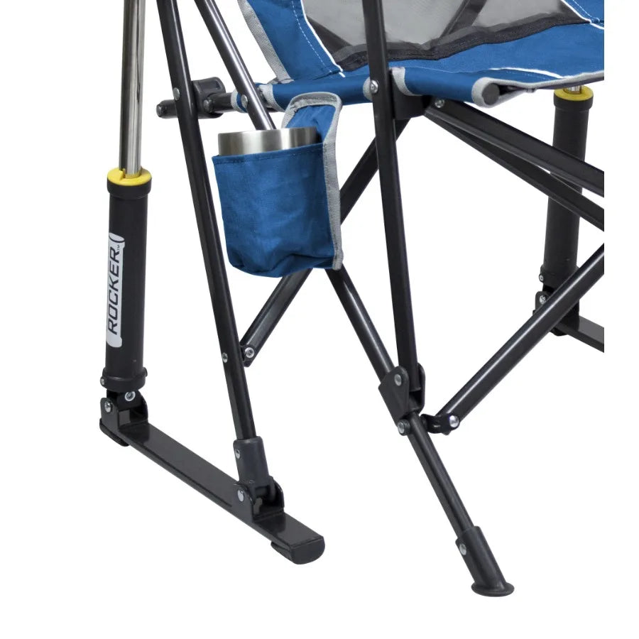GCI Road Trip Rocker Foldable Rocking Camp Chair Blue
