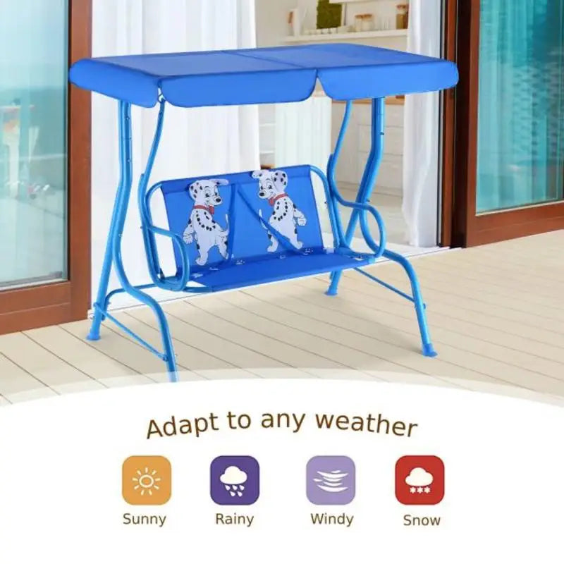 Outdoor Kids Patio Swing Bench with Canopy 2 Seats