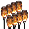 4/6/8/12Pcs Flame Torch Lights, Flickering LED, Outdoor, Solar Powered, Waterproof, 5 Colors